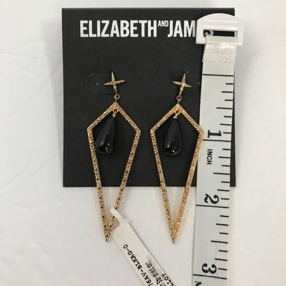 ELIZABETH and JAMES Northern Star Black Onyx Drop Crystal Chandalier EARRING NWT - Picture 4 of 5